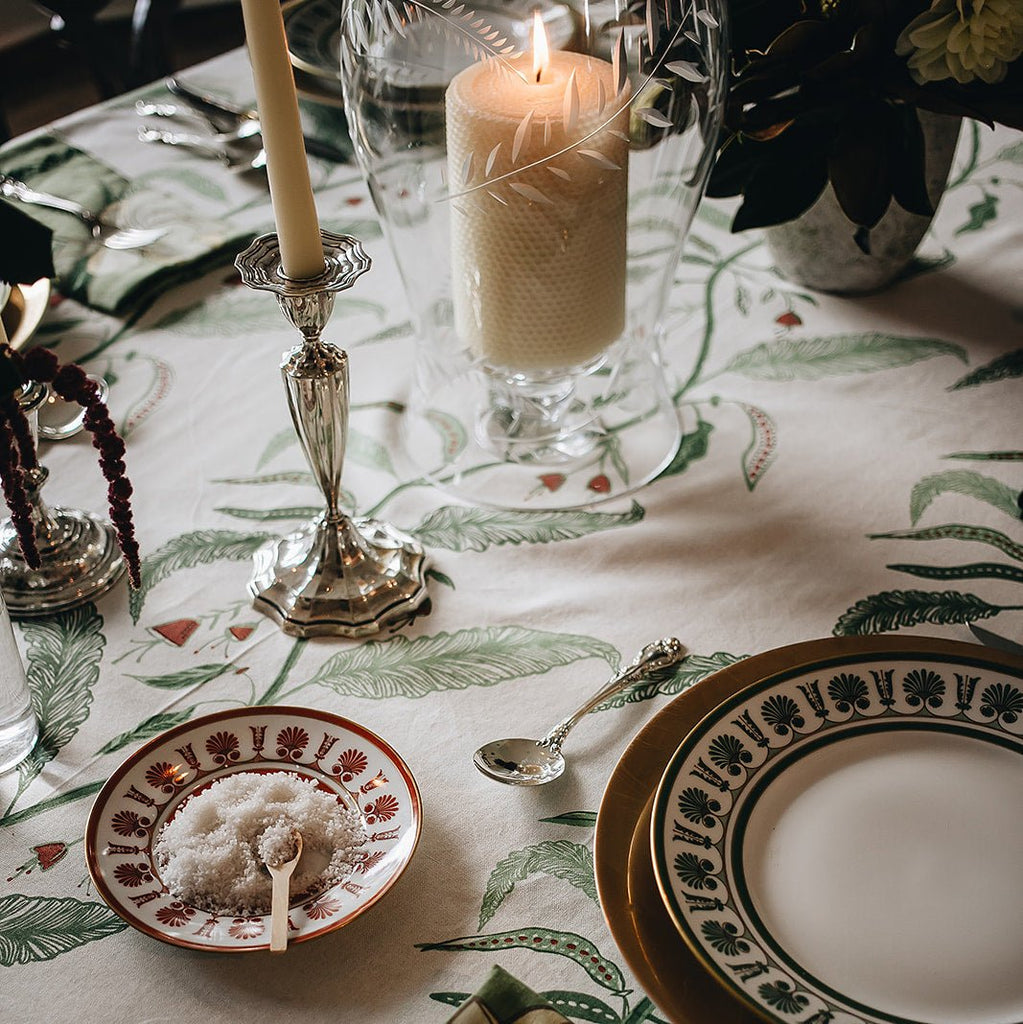Tuileries Tablecloth Blockprinted Trim - Liza Pruitt