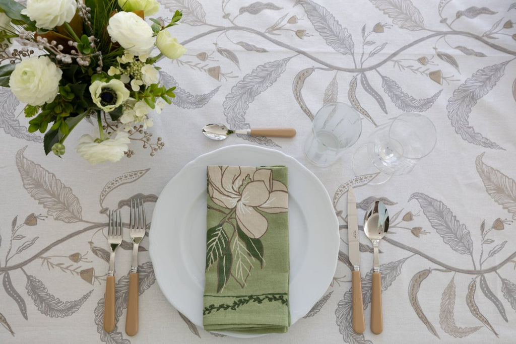 Tuileries Tablecloth Blockprinted Trim - Liza Pruitt