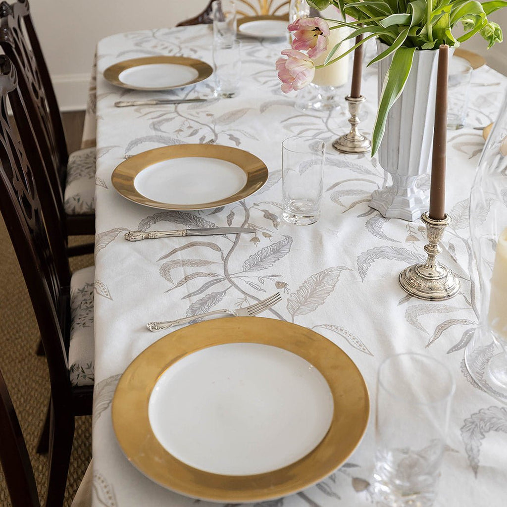 Tuileries Tablecloth Blockprinted Trim - Liza Pruitt