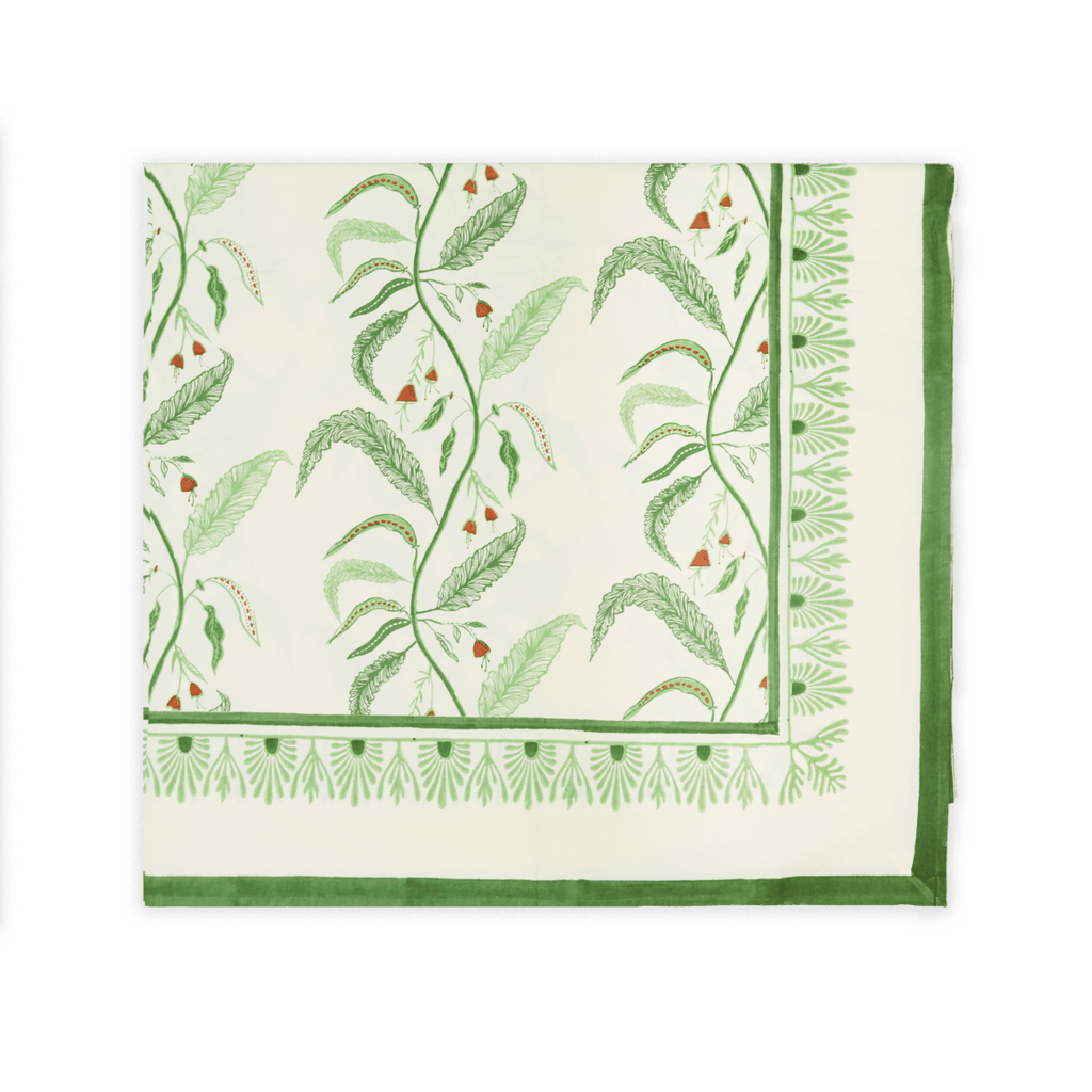 Tuileries Tablecloth Blockprinted Trim - Liza Pruitt