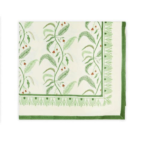 Tuileries Tablecloth Blockprinted Trim - Liza Pruitt