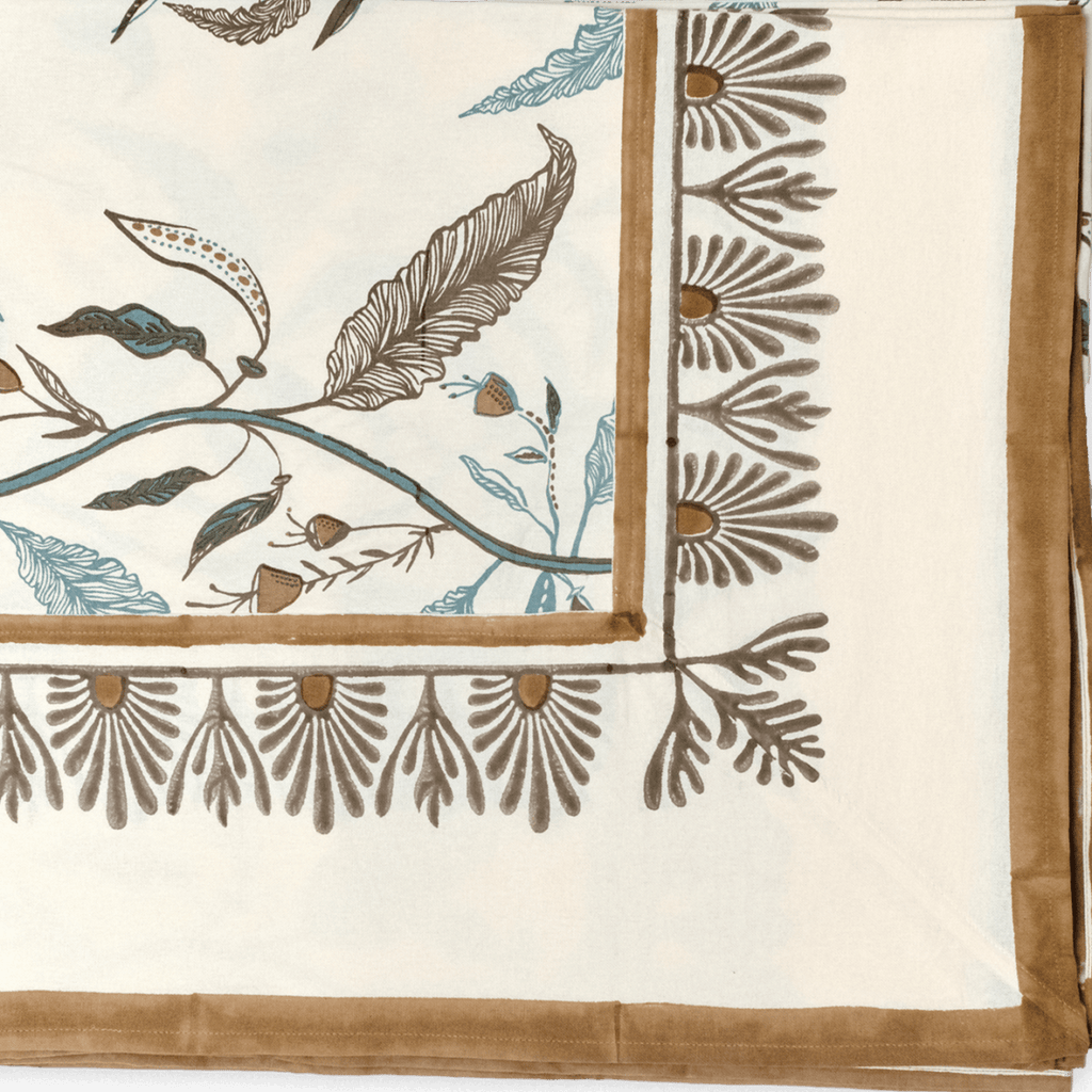 Tuileries Tablecloth Blockprinted Trim - Liza Pruitt