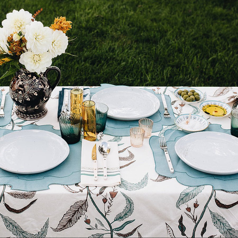 Tuileries Tablecloth Blockprinted Trim - Liza Pruitt