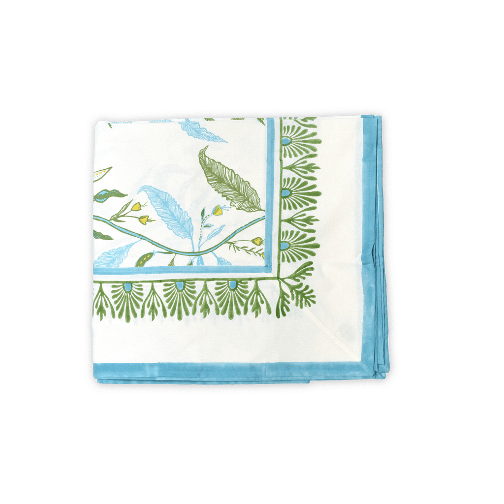 Tuileries Tablecloth Blockprinted Trim - Liza Pruitt