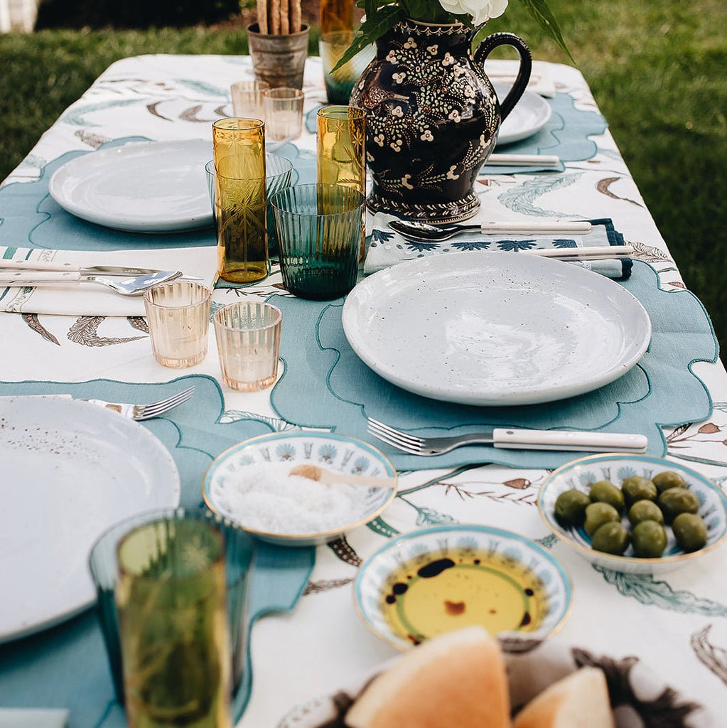 Tuileries Tablecloth Blockprinted Trim - Liza Pruitt