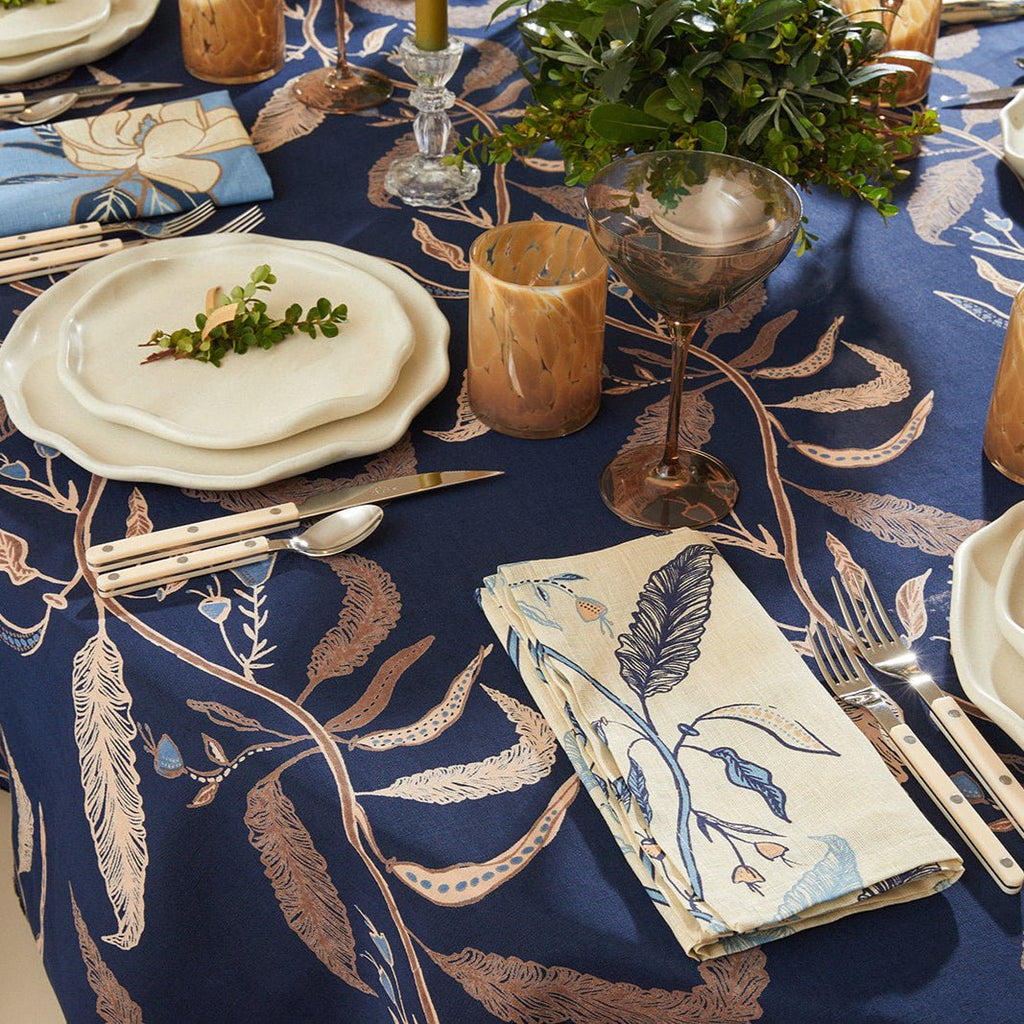 Tuileries Tablecloth Blockprinted Trim - Liza Pruitt