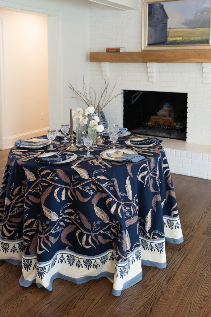 Tuileries Tablecloth Blockprinted Trim - Liza Pruitt