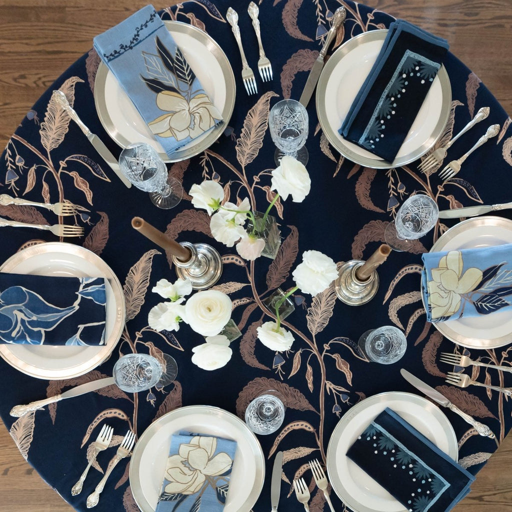 Tuileries Tablecloth Blockprinted Trim - Liza Pruitt