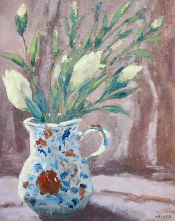 Vase of Unopened Lillies | 16" h x 20" w - Liza Pruitt