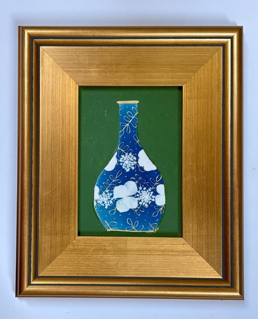 Vase with Floral Design | 12" h x 10" w | Framed - Liza Pruitt