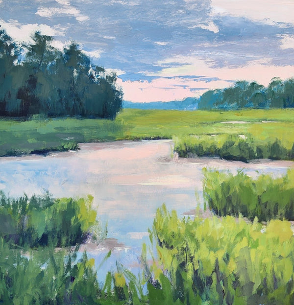 Warm Marsh Sunset | 18" h x 18" w - Liza Pruitt