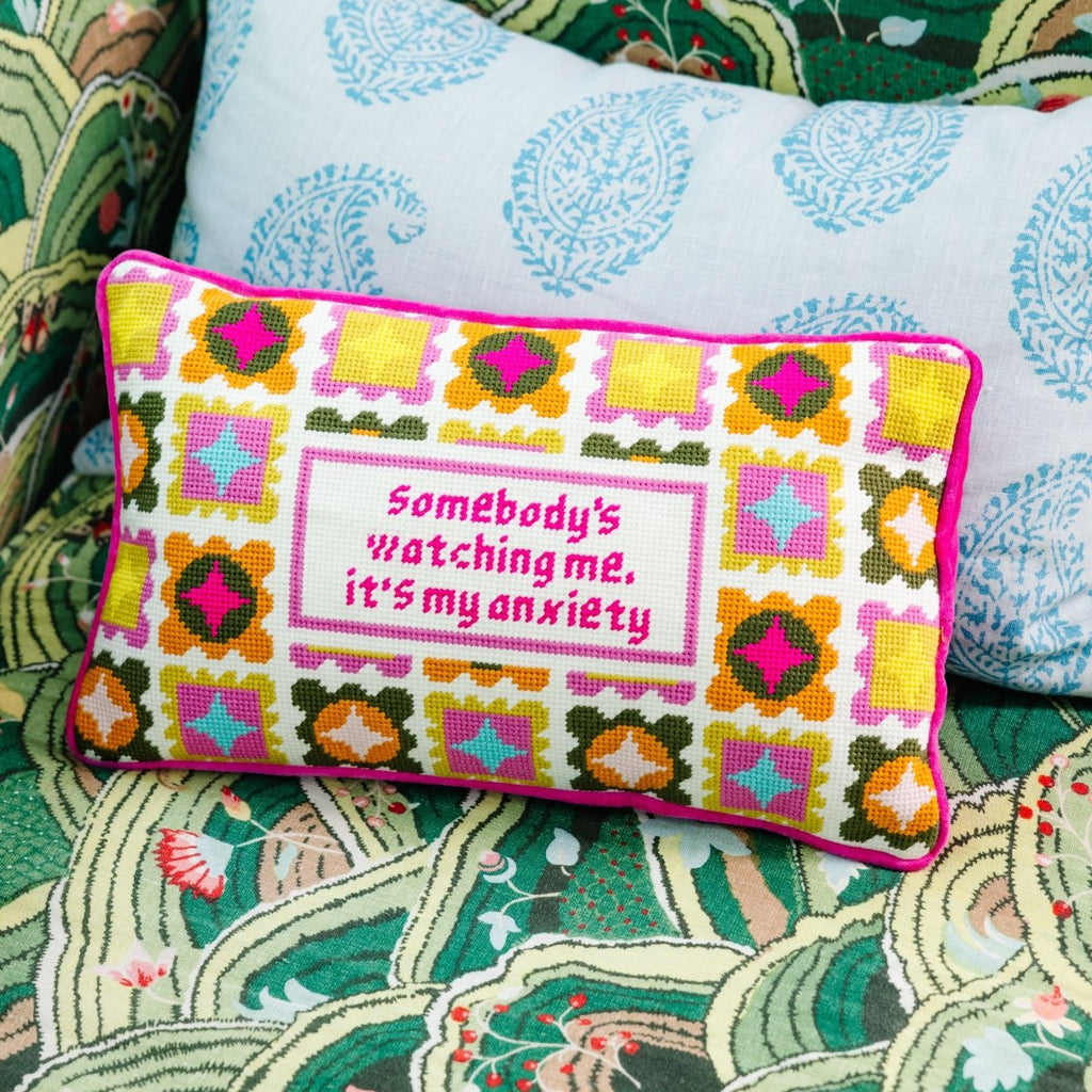 Watching Me Needlepoint Pillow - Liza Pruitt