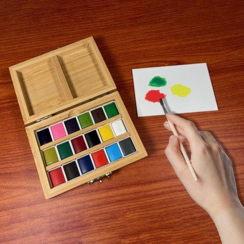 Watercolor Set – Bamboo Box – 18 Pans – Eco - Friendly - Liza Pruitt