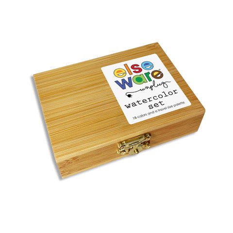 Watercolor Set – Bamboo Box – 18 Pans – Eco - Friendly - Liza Pruitt