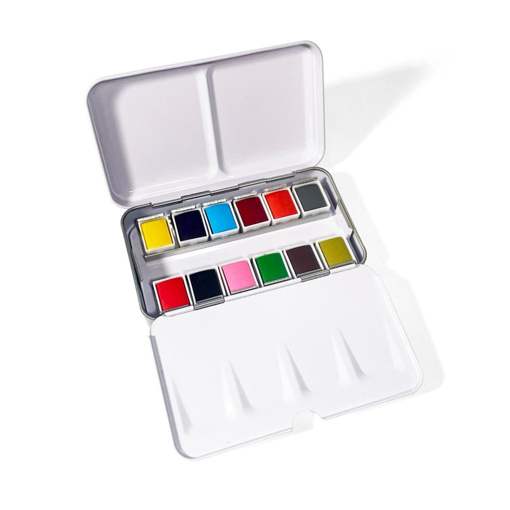Watercolors – Metal Palette – 12 Colors – Travel Friendly - Liza Pruitt