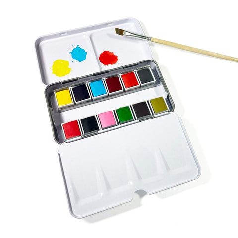 Watercolors – Metal Palette – 12 Colors – Travel Friendly - Liza Pruitt