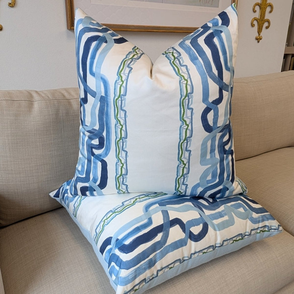 Whiskey Stripe in Forever Blue by Ferrick Mason Pillow Cover - Liza Pruitt