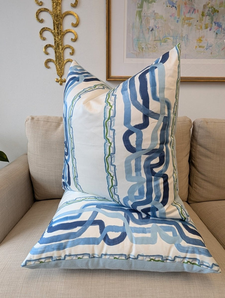 Whiskey Stripe in Forever Blue by Ferrick Mason Pillow Cover - Liza Pruitt