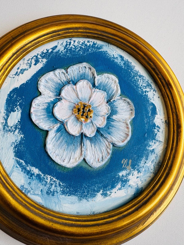 White & Blue Bloom | 10.5" h x 10.5" w | Framed - Liza Pruitt