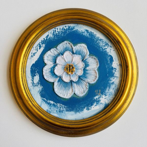 White & Blue Bloom | 10.5" h x 10.5" w | Framed - Liza Pruitt