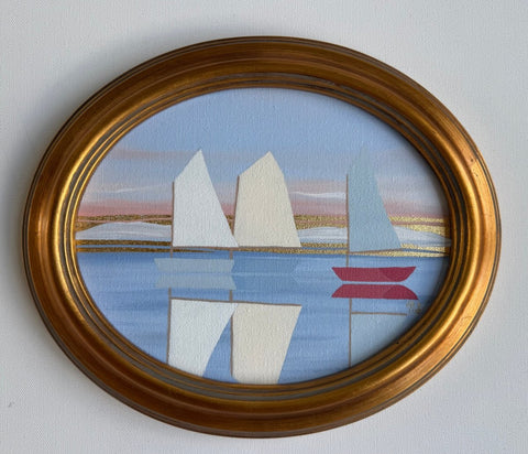 White, Cream & Blue | 10.25" h x 12.25" w | Framed - Liza Pruitt