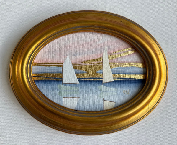 White & Cream Sail | 7.25" h x 9.25" w | Framed - Liza Pruitt