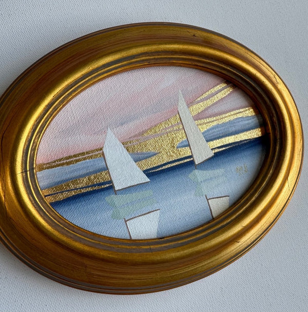 White & Cream Sail | 7.25" h x 9.25" w | Framed - Liza Pruitt