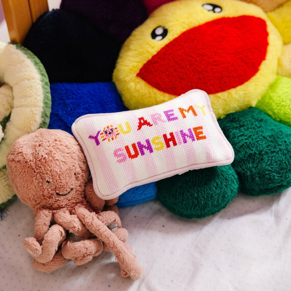 You Are My Sunshine Mini Needlepoint Pillow - Liza Pruitt
