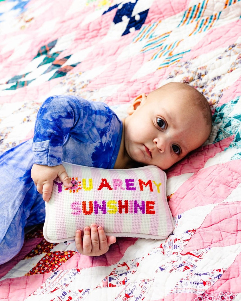 You Are My Sunshine Mini Needlepoint Pillow - Liza Pruitt