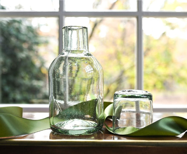 Bedside Water Carafe in Clear Recycled Glass - Liza Pruitt