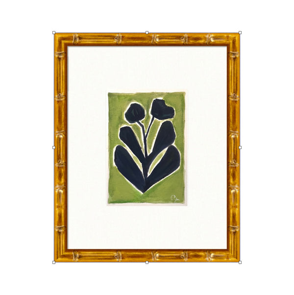 Black & Green Flora 1 | 14" h x 11" w | Framed - Liza Pruitt