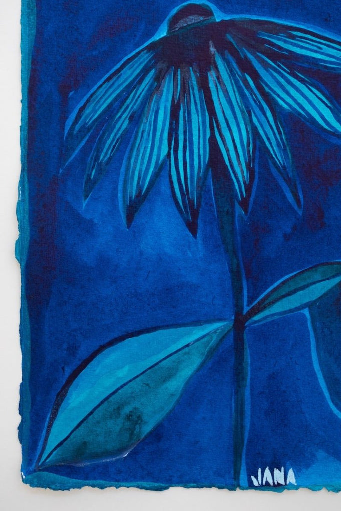 Blue Echinacea | 19.75" h x 17.25" w - Garden Club - Liza Pruitt