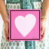 Bubble Gum, Pale Pink Heart | 9" h x 9" w | Framed - Liza Pruitt