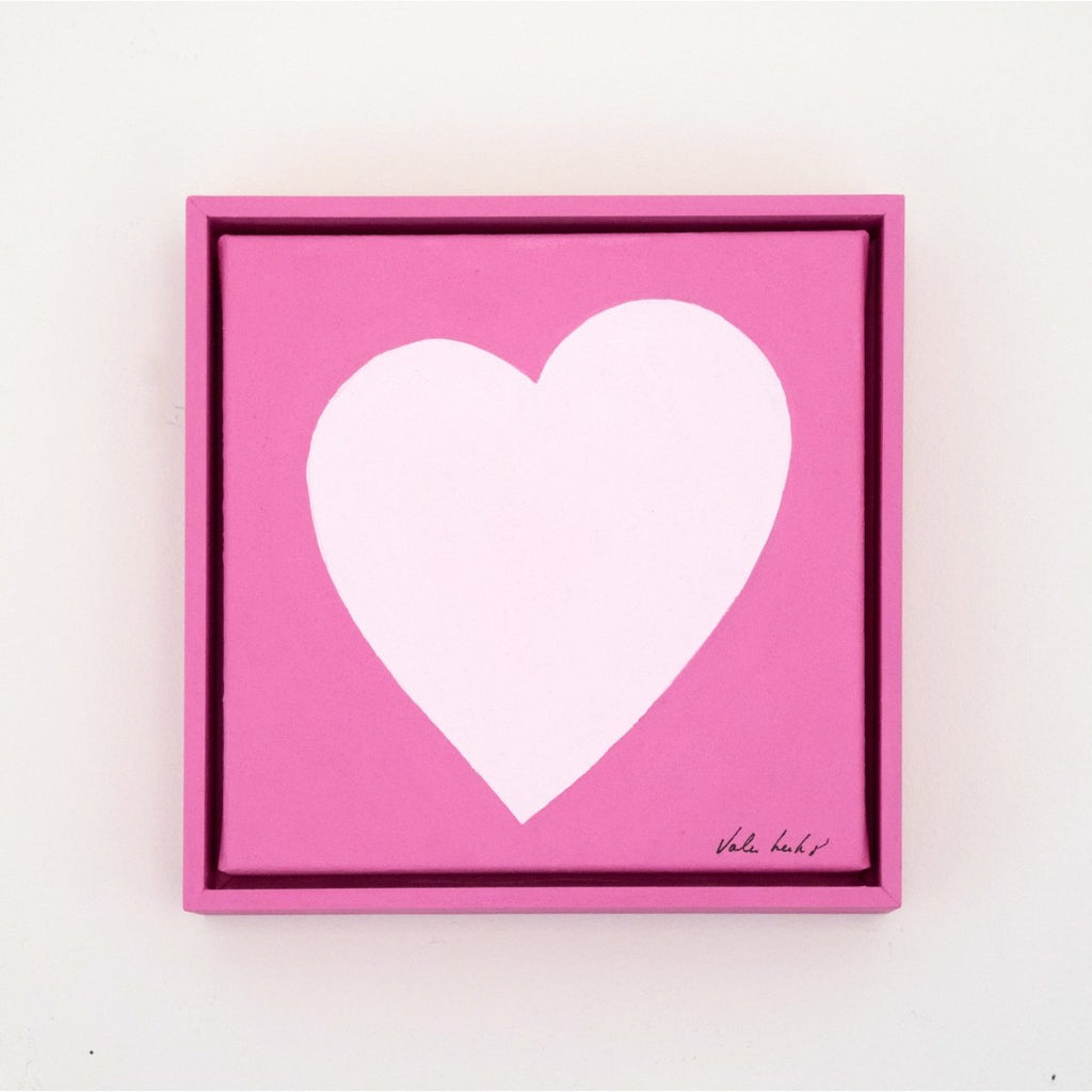 Bubble Gum, Pale Pink Heart | 9" h x 9" w | Framed - Liza Pruitt