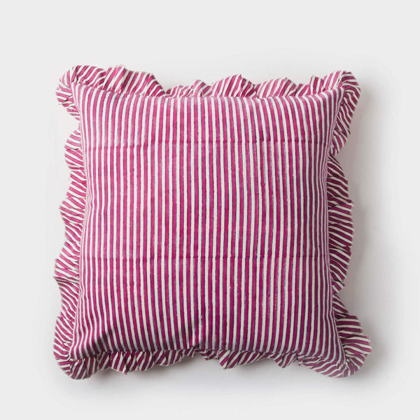 Candystripe Ruffled Square Pillow Cover - Liza Pruitt