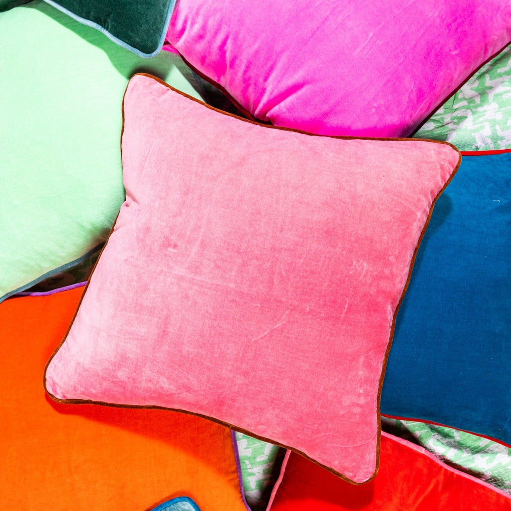 Charliss Velvet Pillow - Light Pink + Rust - Liza Pruitt