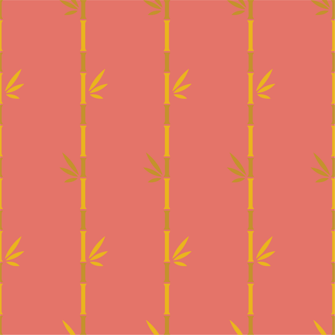 Coral and Gold Bamboo Wallpaper Liza Pruitt