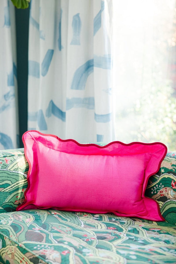 Darcy Linen Lumbar Pillow - Neon Pink + Wine - Liza Pruitt