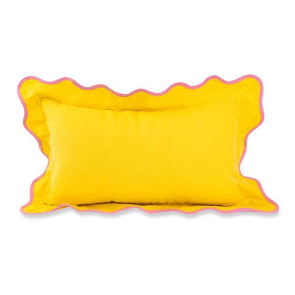 Darcy Linen Lumbar Pillow - Yellow + Light Pink - Liza Pruitt