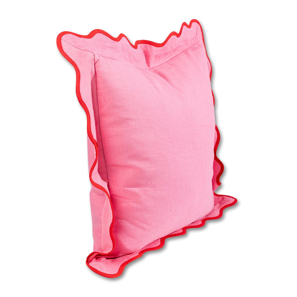 Darcy Linen Pillow - Light Pink + Cherry - Liza Pruitt