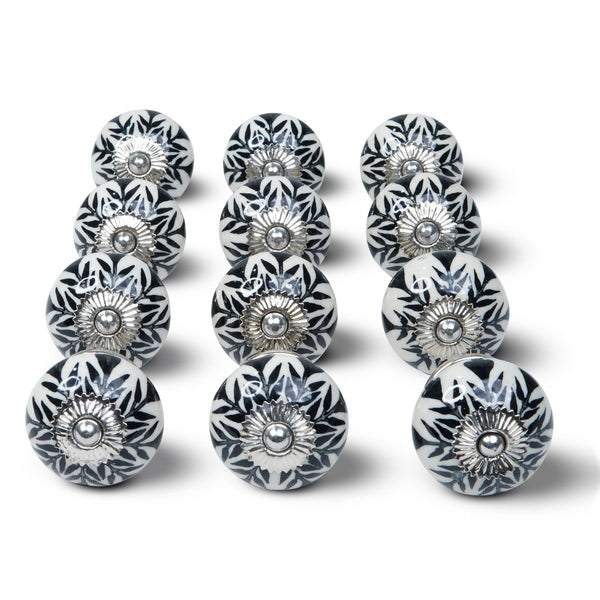 Decorative Ceramic Knobs (Set of 12) - Handmade Drawer Knobs for Home, Kitchen, Wardrobe, or Cabinets - 1.57” x 1.10" - Liza Pruitt