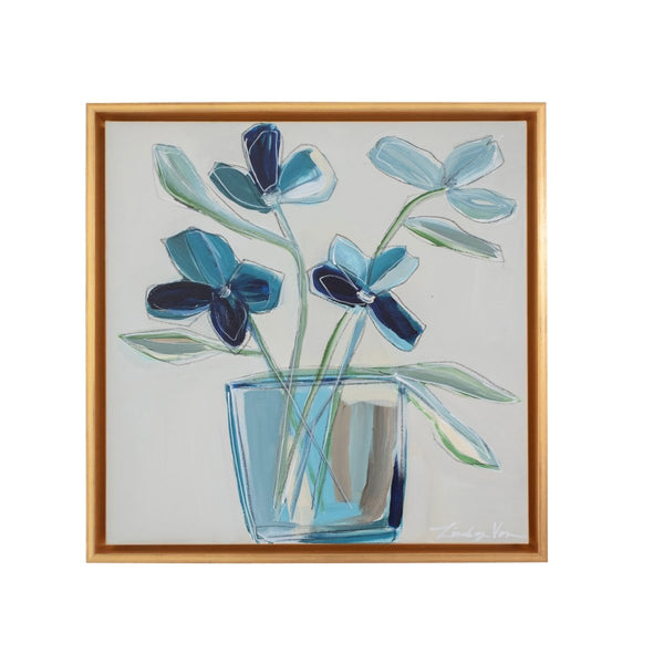 Deep Blue Floral Play I | 19.5" h x 19.5" w | Framed - Liza Pruitt