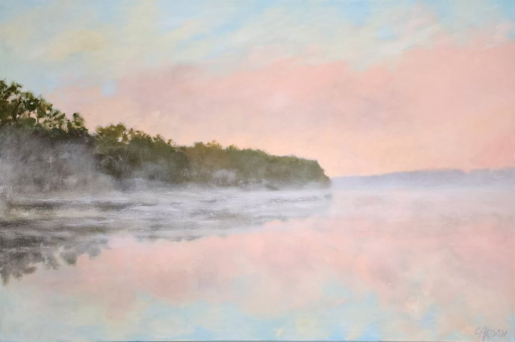 Foggy River Sunrise | 40" h x 60" w - Liza Pruitt