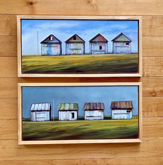 Four Huts in a Row | 12.5" h x 28" w | Framed - Liza Pruitt