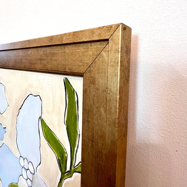 French Blue and Green Flora | 30" h x 40" w | Framed - Liza Pruitt