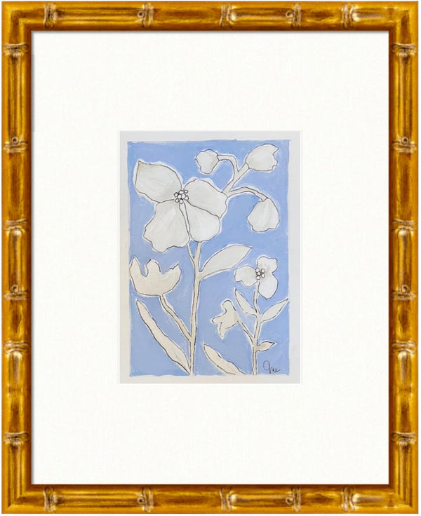 French Blue Flora 3 | 7" h x 5" w | Framed - Liza Pruitt
