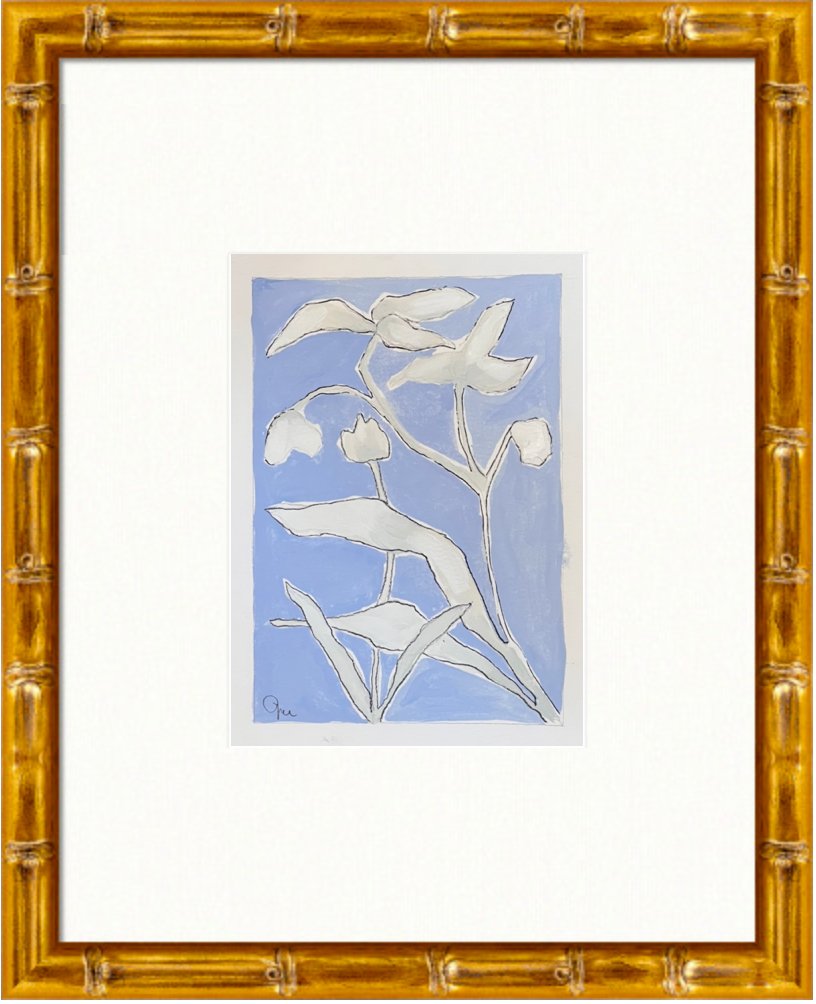 French Blue Flora 4 | 7" h x 5" w | Framed - Liza Pruitt