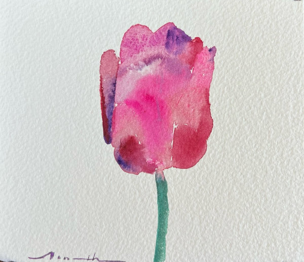 Fuschia and Scarlet Tulip | 5.5" h x 5.25” w - Liza Pruitt