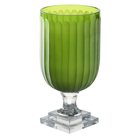 Glass Hurricane, Green Top w/ Clear Base - Liza Pruitt