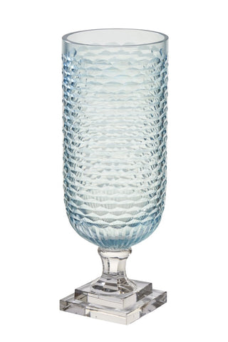 Glass Hurricane, Pale Blue Top w/ Clear Base - Liza Pruitt